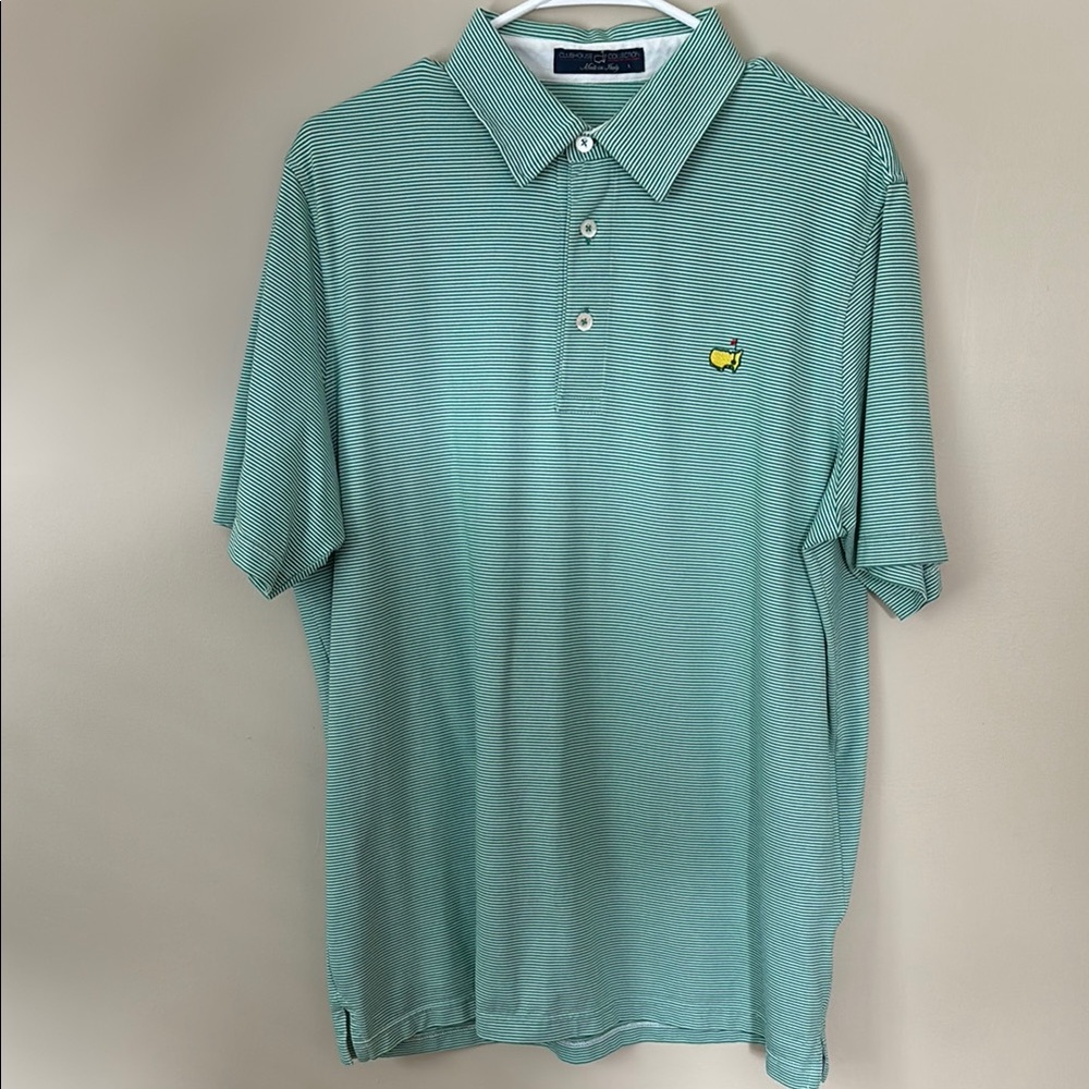 Clubhouse Collection Masters Golf Polo Italy Green White Striped Men's Large